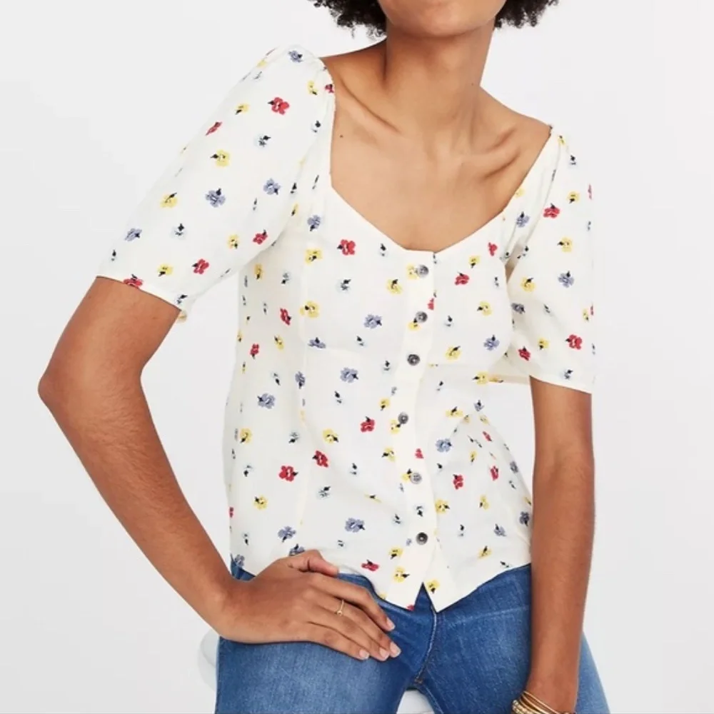 Madewell Seamed Button-Down Shirt in Confetti Floral, Medium - Picture 1 of 8